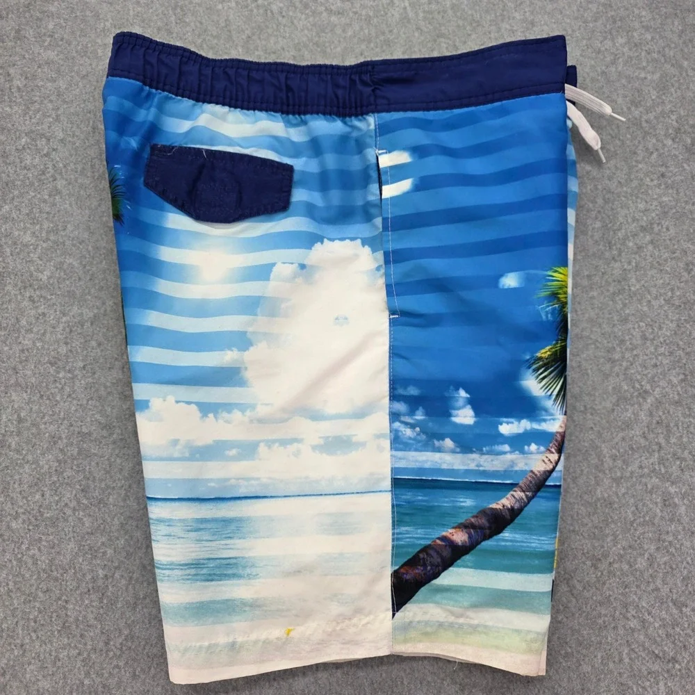 Corona Extra Tropical Palm Tree Beach Swim Trunks Men's Size‎ Large Board Shorts
